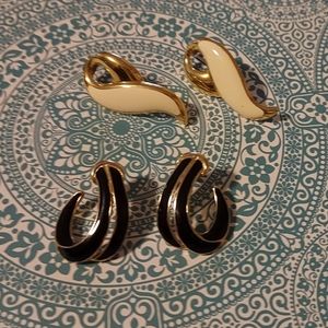 Vintage fashion pierced earrings 2 pairs